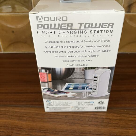 Aduro Power Tower 6-Port USB Desktop Charging Station NIB - Picture 3 of 5